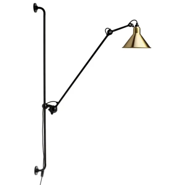 Northern Wandleuchten-DCWéditions Lampe Gras 214 Wandleuchte, konischer Schirm, Schwarz -– Messing