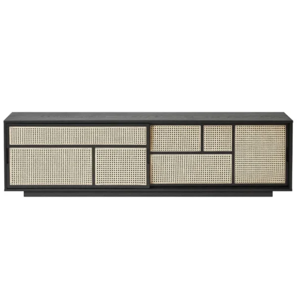 Pedestal Aufbewahrungsmöbel-Design House Stockholm Air Sideboard, niedrig, schwarz/Korbgeflecht