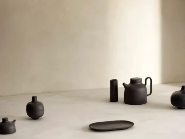 Design House Stockholm Geschirr^Sand Secrets Schale mit Deckel, mittelgroß, Schwarz