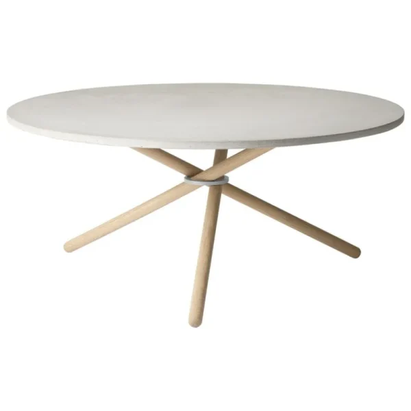 Santa & Cole Tische-Eberhart Furniture Edda Couchtisch, 105 cm, Beton hell – Eiche hell