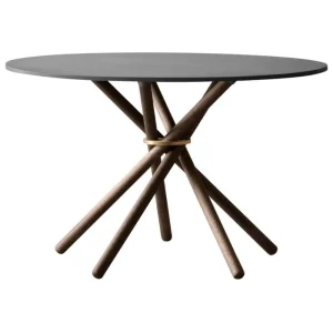 Klassik Studio Tische-Eberhart Furniture Hector Esstisch, 120 cm, Beton dunkel – Eiche dunkel