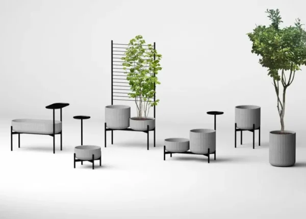 Elementa Indoor-gardening^Klorofyll Pflanzgefäß mit Ständer, niedrig, Grau