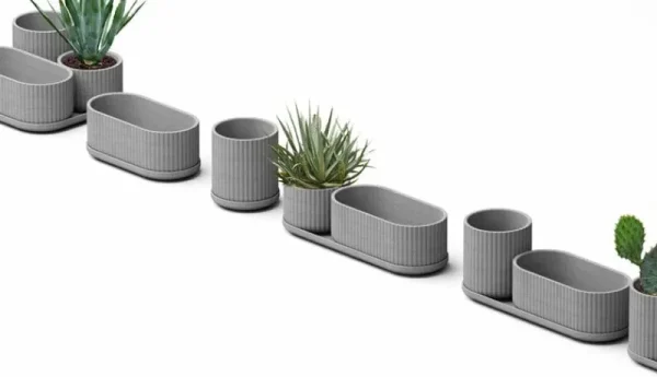 Elementa Indoor-gardening^Topf, niedrig, Grau