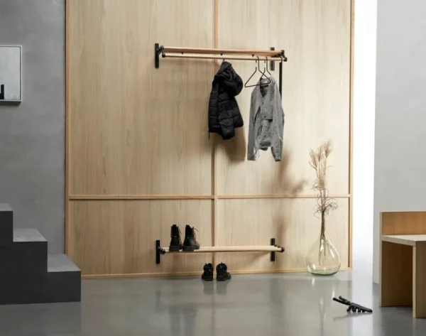 Essem Design Garderoben Und Kleiderbügel^Schuh-/Hutregal Nostalgi, 100 cm, eiche - schwarz