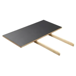 Nikari Tische-FDB Møbler Verlängerungsplatte für C35C Tisch, Eiche – schwarzes Linoleum