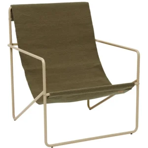 ferm LIVING Terrassenmöbel | Sitzgelegenheiten^Desert Loungesessel, Kaschmirbeige – Olivgrün