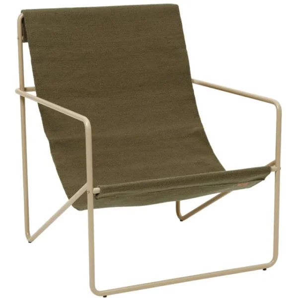 ferm LIVING Terrassenmöbel | Sitzgelegenheiten^Desert Loungesessel, Kaschmirbeige – Olivgrün