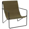 ferm LIVING Terrassenmöbel | Sitzgelegenheiten^Desert Loungesessel, Schwarz – Olivgrün
