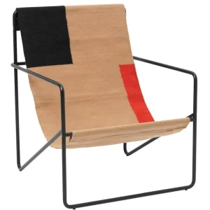 ferm LIVING Terrassenmöbel | Sitzgelegenheiten^Desert Loungesessel, Schwarz – Beige – Rot