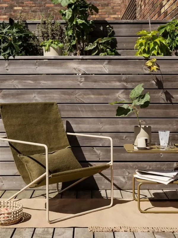 ferm LIVING Terrassenmöbel | Sitzgelegenheiten^Desert Loungesessel, Kaschmirbeige – Olivgrün