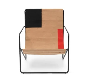 ferm LIVING Terrassenmöbel | Sitzgelegenheiten^Desert Loungesessel, Schwarz – Beige – Rot