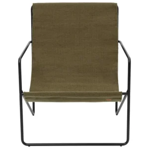 ferm LIVING Terrassenmöbel | Sitzgelegenheiten^Desert Loungesessel, Schwarz – Olivgrün