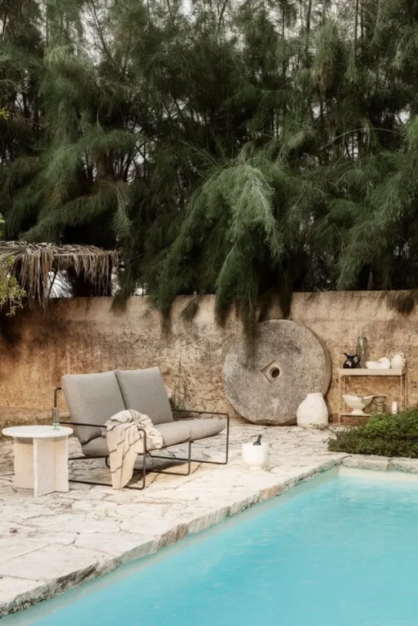 ferm LIVING Terrassenmöbel^Desert 2-Sitzer-Sofa, Schwarz - dunkles Sandbeige, Dolce