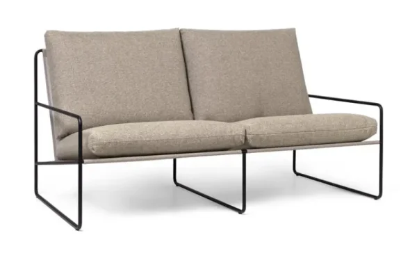 ferm LIVING Terrassenmöbel^Desert 2-Sitzer-Sofa, Schwarz - dunkles Sandbeige, Dolce