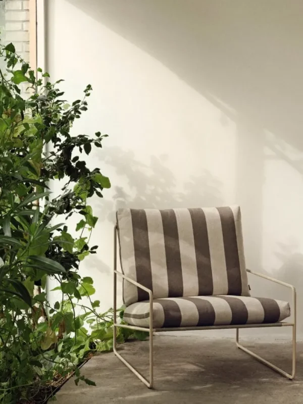 ferm LIVING Terrassenmöbel | Sitzgelegenheiten^Desert 1-Sitzer, Kaschmir - Schokoladenbraun, gestreift