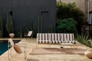 ferm LIVING Terrassenmöbel | Sofas Und Liegen^Desert 3-Sitzer-Sofa, Kaschmir - Schokoladenbraun, gestreift