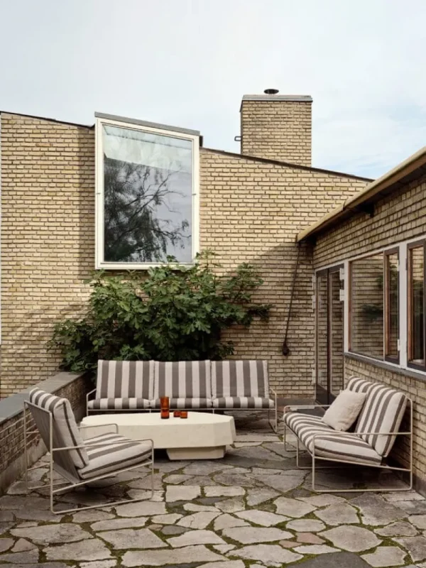 ferm LIVING Terrassenmöbel | Sofas Und Liegen^Desert 3-Sitzer-Sofa, Kaschmir - Schokoladenbraun, gestreift