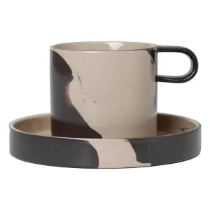 Finnish Design Shop Geschirr^ferm LIVING Inlay Tasse mit Untersetzer, Sandfarben – Braun