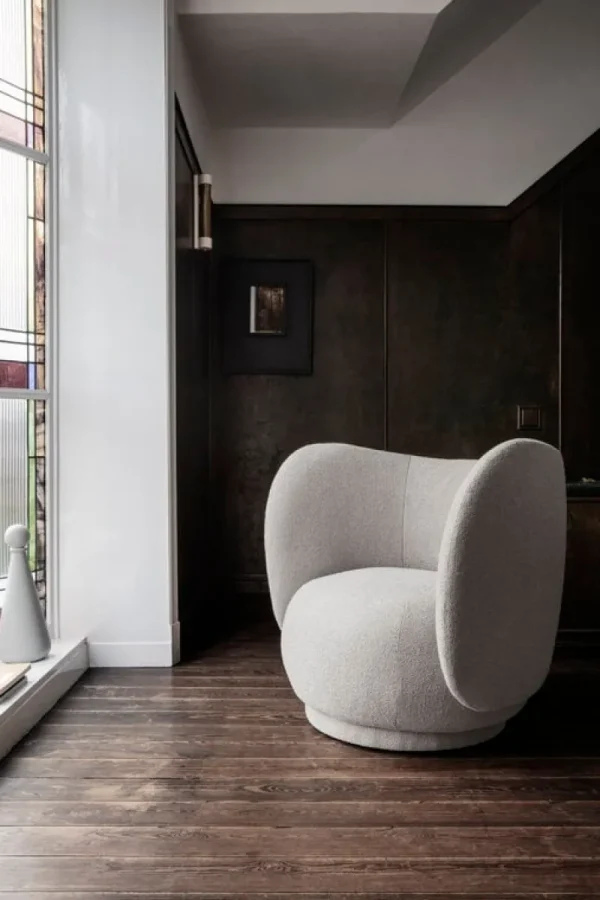 Fritz Hansen Sitzgelegenheiten-ferm LIVING Rico Loungesessel, Cremeweiß - Bouclé