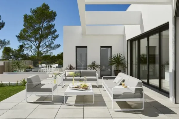 Fermob Terrassenmöbel^Bellevie Sessel, Kaktusgün – Flanellgrau