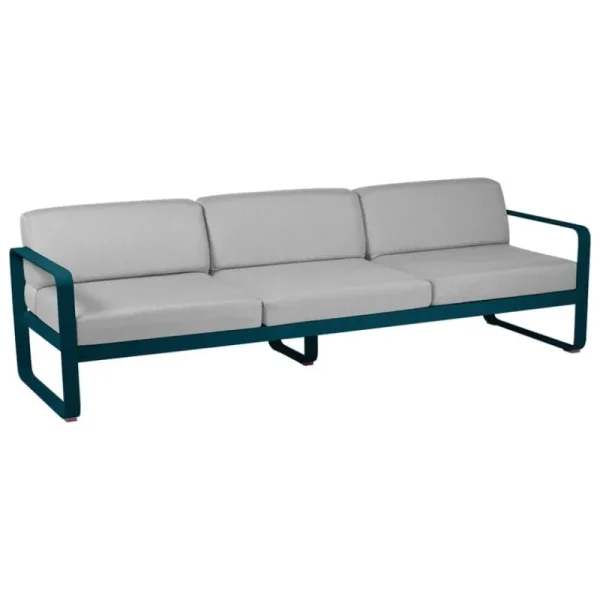 Fermob Terrassenmöbel^Bellevie 3-Sitzer-Sofa, Acapulcoblau - Flanellgrau