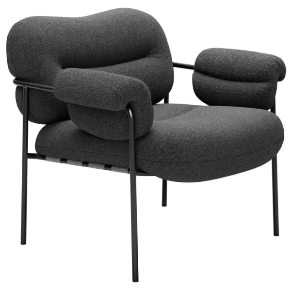 GUBI Sitzgelegenheiten-Fogia Bollo Loungesessel, Main Line Flax 28 - Schwarz