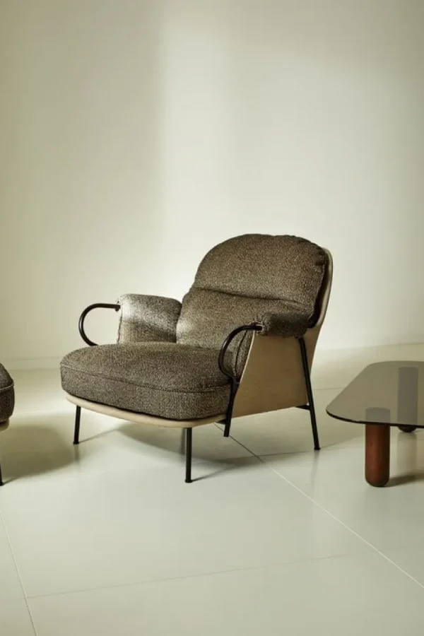 HAY Sitzgelegenheiten-Fogia Lyra Sessel, schwarzer Stahl - Braun Kvadrat Safire 0001