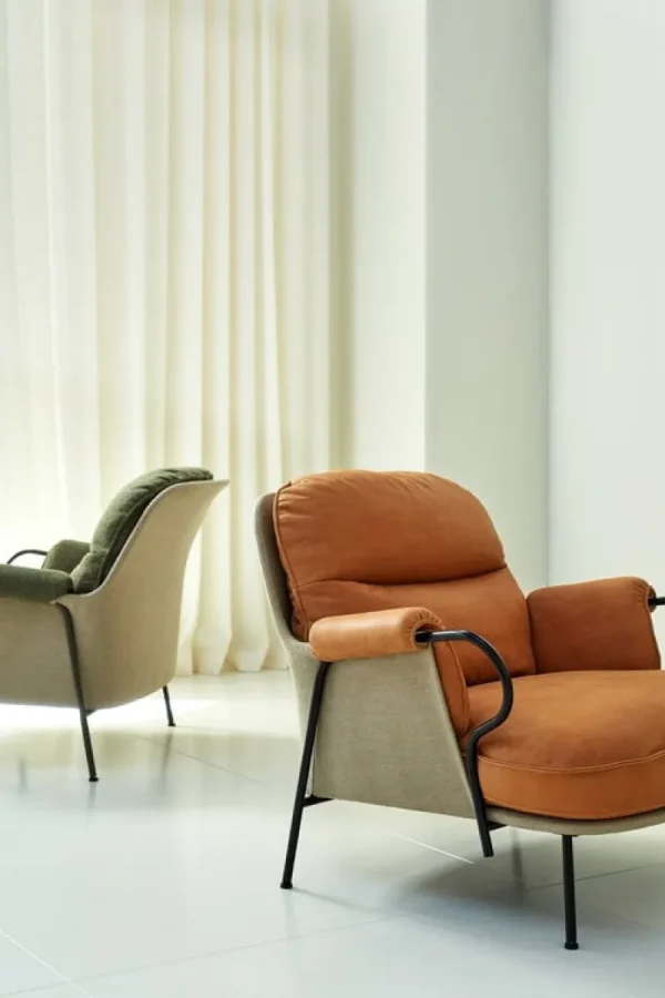 HAY Sitzgelegenheiten-Fogia Lyra Sessel, schwarzer Stahl - Braun Kvadrat Safire 0001