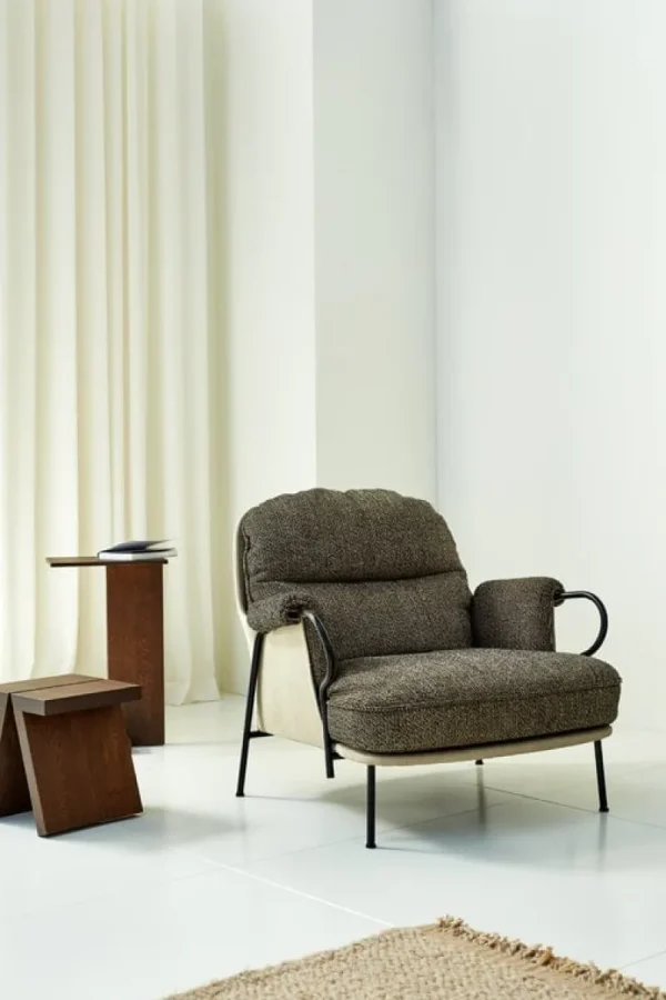 HAY Sitzgelegenheiten-Fogia Lyra Sessel, schwarzer Stahl - Braun Kvadrat Safire 0001
