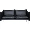 Fogia Sofas Und Liegen-Tiki 2-Sitzer-Sofa, schwarzer Stahl - schwarzes Elmosoft-Leder