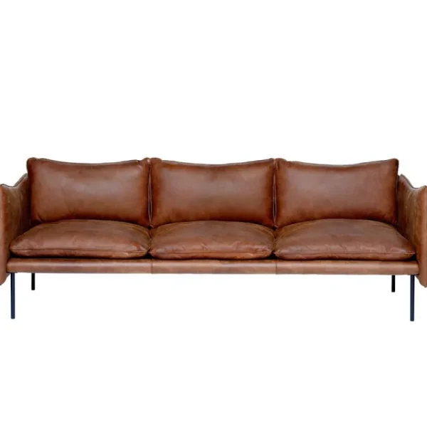 Fogia Sofas Und Liegen-Tiki 3-Sitzer-Sofa, schwarzer Stahl - Rangers-Vintageleder