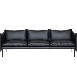 Fogia Sofas Und Liegen-Tiki 3-Sitzer-Sofa, schwarzer Stahl - schwarzes Elmosoft-Leder