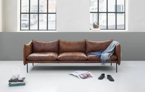 Fogia Sofas Und Liegen-Tiki 3-Sitzer-Sofa, schwarzer Stahl - Rangers-Vintageleder