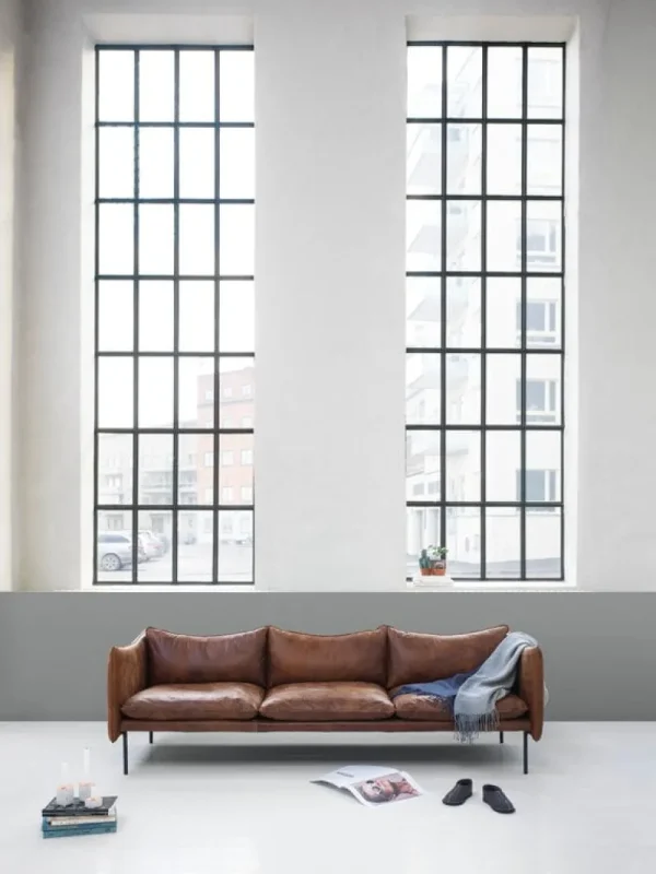 Fogia Sofas Und Liegen-Tiki 3-Sitzer-Sofa, schwarzer Stahl - Rangers-Vintageleder