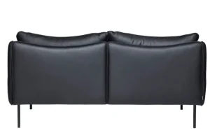 Fogia Sofas Und Liegen-Tiki 2-Sitzer-Sofa, schwarzer Stahl - schwarzes Elmosoft-Leder