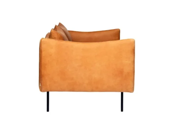 Fogia Sofas Und Liegen-Tiki 2-Sitzer-Sofa, schwarzer Stahl - cognacbraunes Leder