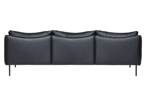 Fogia Sofas Und Liegen-Tiki 3-Sitzer-Sofa, schwarzer Stahl - schwarzes Elmosoft-Leder