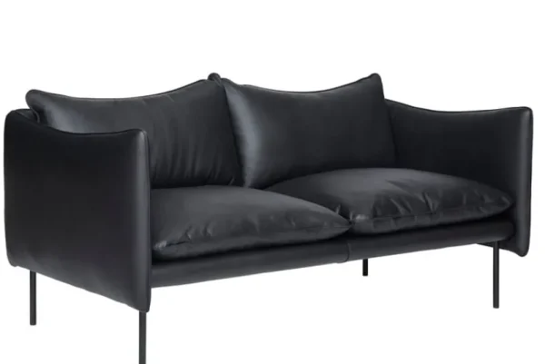 Fogia Sofas Und Liegen-Tiki 2-Sitzer-Sofa, schwarzer Stahl - schwarzes Elmosoft-Leder