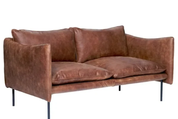 Fogia Sofas Und Liegen-Tiki 2-Sitzer-Sofa, schwarzer Stahl - Rangers-Vintageleder