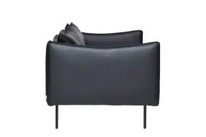 Fogia Sofas Und Liegen-Tiki 2-Sitzer-Sofa, schwarzer Stahl - schwarzes Elmosoft-Leder