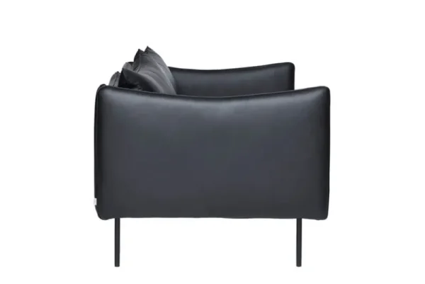 Fogia Sofas Und Liegen-Tiki 2-Sitzer-Sofa, schwarzer Stahl - schwarzes Elmosoft-Leder