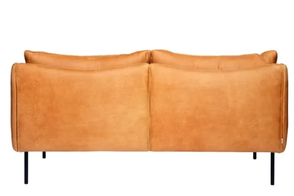 Fogia Sofas Und Liegen-Tiki 2-Sitzer-Sofa, schwarzer Stahl - cognacbraunes Leder