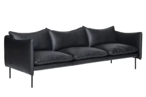 Fogia Sofas Und Liegen-Tiki 3-Sitzer-Sofa, schwarzer Stahl - schwarzes Elmosoft-Leder