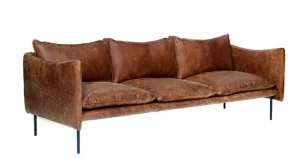 Fogia Sofas Und Liegen-Tiki 3-Sitzer-Sofa, schwarzer Stahl - Rangers-Vintageleder