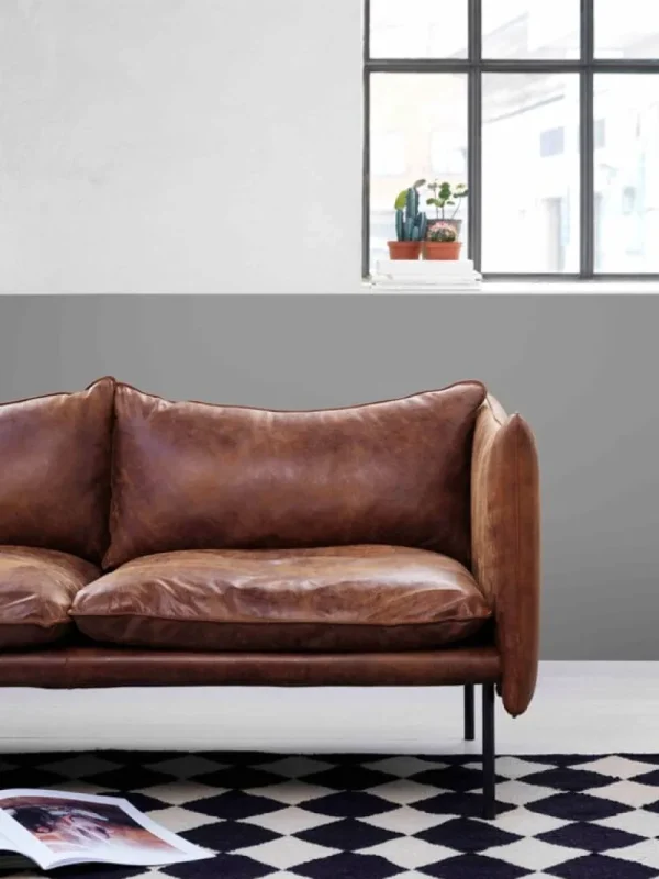 Fogia Sofas Und Liegen-Tiki 3-Sitzer-Sofa, schwarzer Stahl - Rangers-Vintageleder