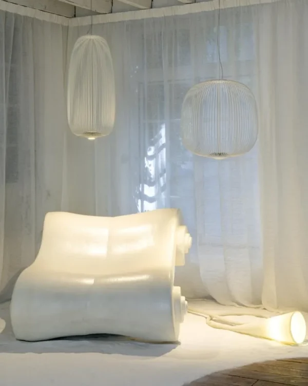 Frama Deckenleuchten-Foscarini Spokes 1 Pendelleuchte, dimmbar, Weiß