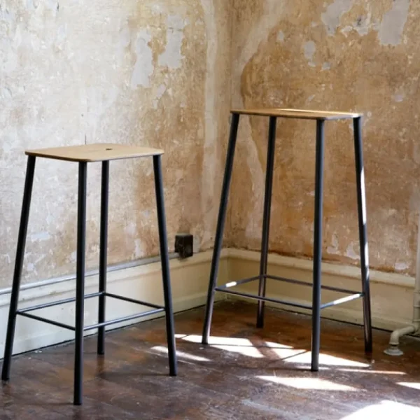 Fredericia Sitzgelegenheiten-Frama Hocker Adam, 76 cm, Eiche – mattschwarz