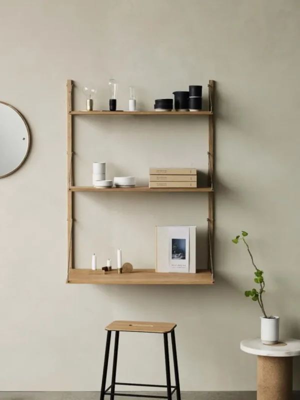 Hem Sitzgelegenheiten-Frama Hocker Adam, 76 cm, Naturleder – mattschwarz