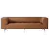 Muuto Sofas Und Liegen-Fredericia Delphi 2-Sitzer-Sofa, gebürstetes Aluminium - braunes Leder Max