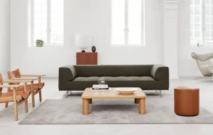 Fredericia Sofas Und Liegen-Delphi 2-Sitzer-Sofa, gebürstetes Aluminium - Olivgrün Clay 14